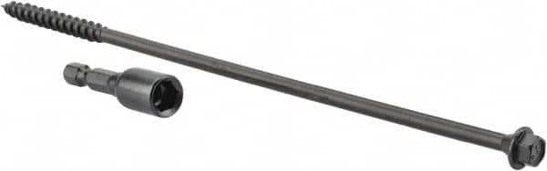 Value Collection - 1/4", 8" OAL, Hex Head Wood Screw - Steel - Americas Industrial Supply