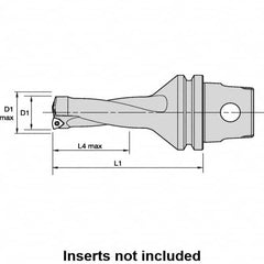 Kennametal - 101.6mm Max Drill Depth, 2xD, 50.8mm Diam, Indexable Insert Drill - 2 Inserts, 50mm Shank Diam, KM50 Modular Connection Shank - Americas Industrial Supply