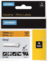 Dymo - 216" Long, Black on Orange Label Printer Cartridge - For DYMO Brand Labeling Equipment Designed for "D1" Tapes (Check Width Compatibility), RHINO 4200, 5200, 6000, 6500, 5000 - Americas Industrial Supply