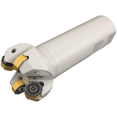 Iscar - 45° Lead Angle, 1.909" Max Cut Diam, 1-1/2" Min Cut Diam, 0.138" Max Depth of Cut, Indexable Chamfer and Angle End Mill - 4 Inserts, O/RXMT, ON.U, S845 SN.U Insert Style, 4-1/2" Overall Length, Through Coolant, Straight Shank - Americas Industrial Supply