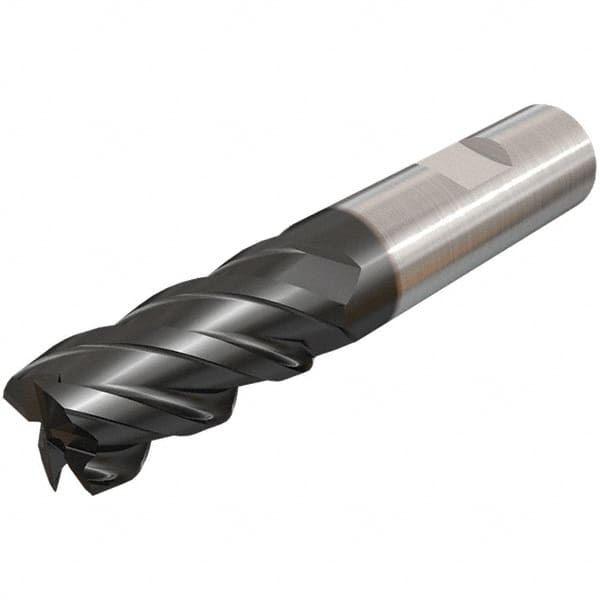 Iscar - 5mm, 14mm LOC, 5mm Shank Diam, 50mm OAL, 4 Flute, Solid Carbide Square End Mill - Single End, TiAlN Finish, Spiral Flute, 45° Helix, Right Hand Cut, Right Hand Flute - Americas Industrial Supply