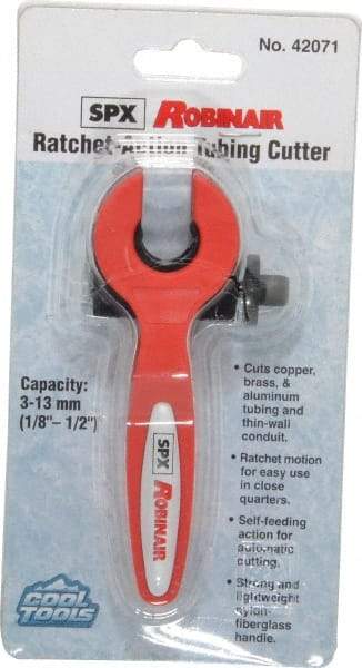 OTC - 1/8" to 1/2" Pipe Capacity, Ratcheting Tube Cutter - Cuts Copper, Aluminum, Stainless Steel, Plastic - Americas Industrial Supply