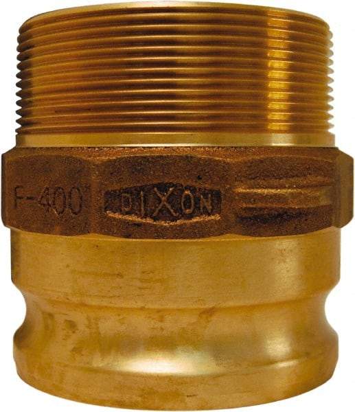 Dixon Valve & Coupling - 4" Brass Cam & Groove Suction & Discharge Hose Male Adapter Male NPT Thread - Part F, 4" Thread, 100 Max psi - Americas Industrial Supply