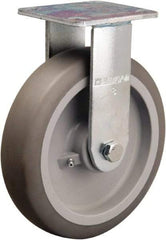 Hamilton - 8" Diam x 2" Wide x 9-1/2" OAH Top Plate Mount Rigid Caster - Rubber Mold on Polyolefin, 500 Lb Capacity, Straight Roller Bearing, 4 x 4-1/2" Plate - Americas Industrial Supply