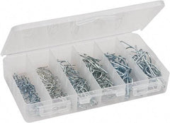 Value Collection - 100 Piece, 1/4 to 3/4" Pin Diam, Locking Cotter Pin Assortment - Spring Wire - Americas Industrial Supply
