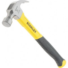 Stanley - 7 oz Head, Straight Rip Claw Hammer - 11.81" OAL, Steel Head, 0.91" Face Diam, Smooth Face, Fiberglass Handle with Rubber Grip - Americas Industrial Supply