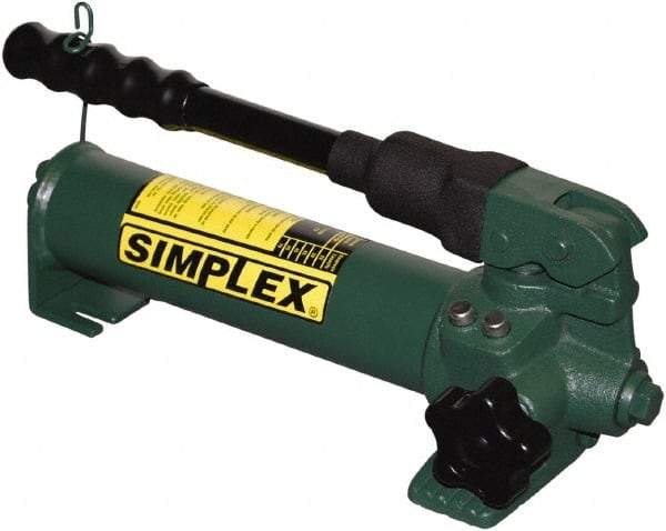 TK Simplex - 2 Stage, 1-1/2" Piston Diam, 3/8 NPTF, 0.23 & 0.06 Cu In Per Stroke, Manual Hydraulic Pump - 20 Cu In Reservoir, 200 psi First Stage, 2,850 psi Second Stage - Americas Industrial Supply