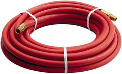 Parker - 3/8" ID x 0.656" OD 50' Long Multipurpose Air Hose - MNPT x MNPT Ends, 200 Working psi, -40 to 212°F, 1/4" Fitting, Red - Americas Industrial Supply