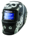 #41282 - Solar Powered Welding Helment; Black with Skull and Pistol Graphics - Americas Industrial Supply