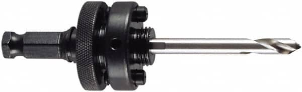 M.K. MORSE - 1-1/4 to 6" Tool Diam Compatibility, Hex Shank, High Speed Steel Integral Pilot Drill, Hole Cutting Tool Arbor - 7/16" Min Chuck, Hex Shank Cross Section, Quick-Change Attachment, For 1-1/4 to 6" Hole Saws - Americas Industrial Supply