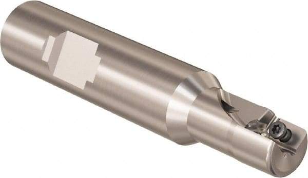 Seco - 1/2" Cut Diam, 9mm Max Depth of Cut, 5/8" Shank Diam, 58.4mm OAL, Indexable Square Shoulder Slot Milling End Mill - Weldon Shank, 90° Lead Angle, Through Coolant, Series R217.69 - Americas Industrial Supply