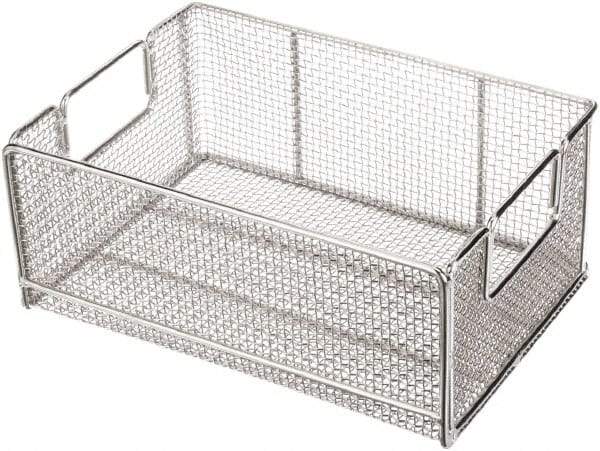 Marlin Steel Wire Products - 10" Deep, Rectangular Stainless Steel Wire Basket - 14" Wide x 6" High - Americas Industrial Supply