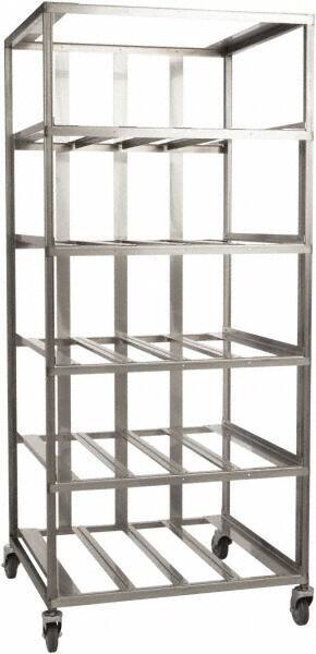 Marlin Steel Wire Products - 21-21/32" Wide x 30-1/2" Long x 12-1/4" High Storage Rack Cart - 4 Shelf, 4 Slot, Stainless Steel, 4 Swivel Casters - Americas Industrial Supply