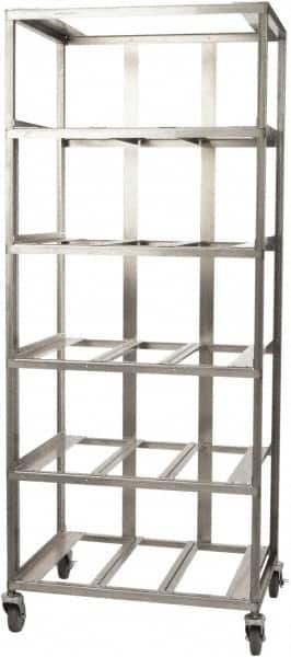 Marlin Steel Wire Products - 21-21/32" Wide x 28-1/2" Long x 12-1/4" High Storage Rack Cart - 5 Shelf, 5 Slot, Stainless Steel, 4 Swivel Casters - Americas Industrial Supply