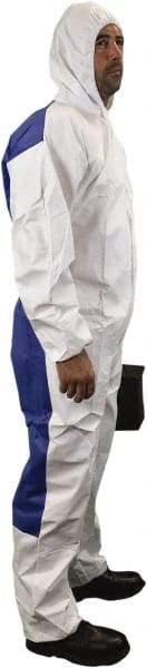 PRO-SAFE - Size 4XL SMS General Purpose Coveralls - White, Zipper Closure, Elastic Cuffs, Elastic Ankles, ISO Class 6 - Americas Industrial Supply