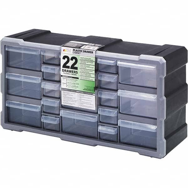 Quantum Storage - 22 Drawer, Small Parts Drawer Cabinet System - 19-1/2" Deep x 6-1/4" Wide x 10" High - Americas Industrial Supply