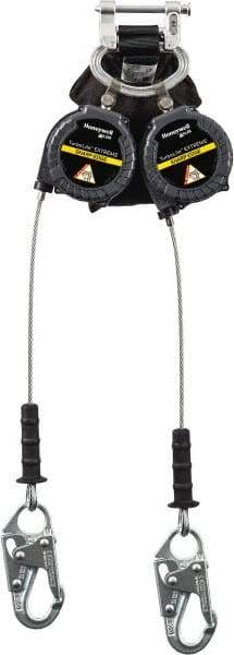 Miller - 9' Long, 420 Lb Capacity, Galvanized Steel Cable Fall Limiter - Steel Locking Snap Hook Connector, Aluminum Carabiner Connector with Integral Shock Pack - Americas Industrial Supply