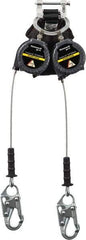 Miller - 9' Long, 420 Lb Capacity, Galvanized Steel Cable Fall Limiter - Steel Locking Snap Hook Connector, Aluminum Carabiner Connector with Integral Shock Pack - Americas Industrial Supply