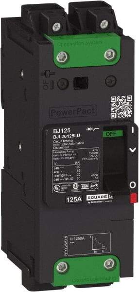 Square D - 40 Amp, 600Y/347 VAC, 2 Pole, Unit Mount B-Frame Circuit Breaker - Thermal-Magnetic Trip, 100 kA at 240 VAC, 65 kA at 480 VAC, 25 kA at 600Y/347 VAC Breaking Capacity, 14-3/0 AWG - Americas Industrial Supply