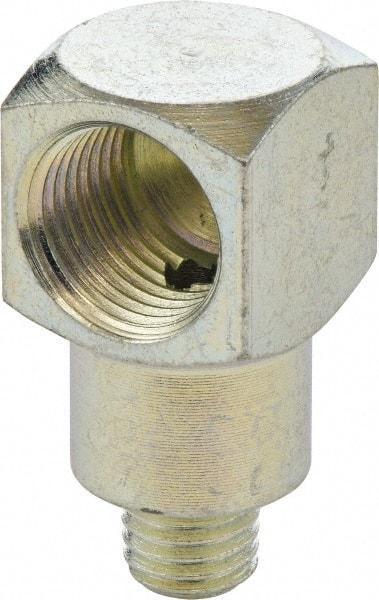 Umeta - 90° Head Angle, 1/4-28 PTF Steel Grease Fitting Adapter - 1/2" Hex, 1.0313" Overall Height, Zinc Plated Finish - Americas Industrial Supply