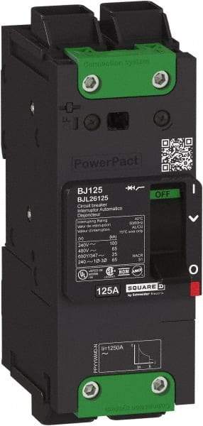 Square D - 80 Amp, 600Y/347 VAC, 2 Pole, Unit Mount B-Frame Circuit Breaker - Thermal-Magnetic Trip, 25 kA at 240 VAC, 18 kA at 277 VAC, 14 kA at 600Y/347 VAC Breaking Capacity, 14-3/0 AWG - Americas Industrial Supply