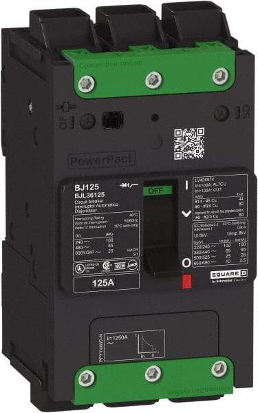 Square D - 110 Amp, 600Y/347 VAC, 3 Pole, Unit Mount B-Frame Circuit Breaker - Thermal-Magnetic Trip, 25 kA at 240 VAC, 18 kA at 277 VAC, 14 kA at 600Y/347 VAC Breaking Capacity, 14-3/0 AWG - Americas Industrial Supply