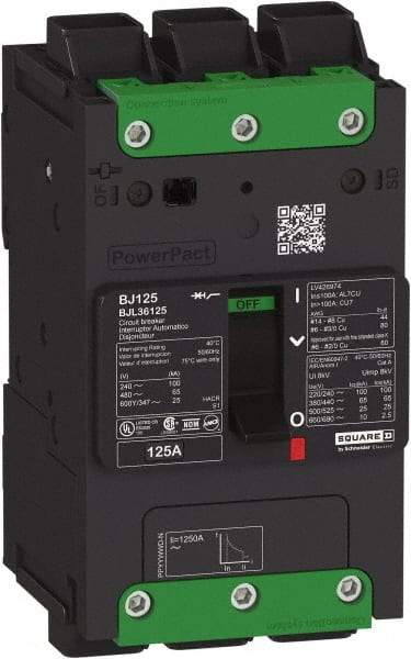 Square D - 40 Amp, 600Y/347 VAC, 3 Pole, Unit Mount B-Frame Circuit Breaker - Thermal-Magnetic Trip, 25 kA at 240 VAC, 18 kA at 277 VAC, 14 kA at 600Y/347 VAC Breaking Capacity, 14-3/0 AWG - Americas Industrial Supply
