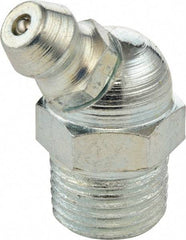 Umeta - 45° Head Angle, 3/8-18 PTF Steel Standard Grease Fitting - 17mm Hex, 25.5mm Overall Height, 7mm Shank Length, Zinc Plated Finish - Americas Industrial Supply