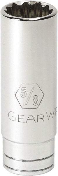 GearWrench - 1/2", 3/8" Drive, Deep Hand Socket - 6 Points, 2-1/2" OAL, Alloy Steel, Full Polish Finish - Americas Industrial Supply