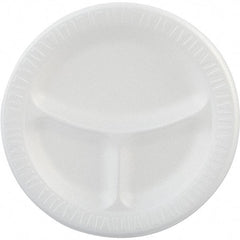 DART - Foam Dinnerware, Plate, 3-Comp, 9" - White - Americas Industrial Supply