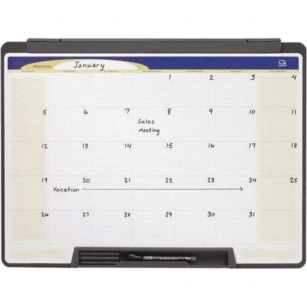 Quartet - 18" High x 24" Wide Magnetic Dry Erase Calendar - Melamine, Includes Accessory Tray/Rail & Dry-Erase Marker - Americas Industrial Supply