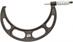 Starrett - 7 to 8" Range, 0.001" Graduation, Mechanical Outside Micrometer - Ratchet Thimble, 4-1/2" Throat Depth, Accurate to 0.0001" - Americas Industrial Supply