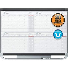 Quartet - 36" High x 48" Wide Magnetic Dry Erase Calendar - Fiberboard Frame, Includes Accessory Tray/Rail, Dry-Erase Marker & Mounting Kit - Americas Industrial Supply