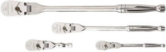 GearWrench - 1/4", 3/8" & 1/2" Drive Pear Head Ratchet Set - Full Polish Chrome Finish, Various Lengths, 60 Gear Teeth, Flex Handle, Flex Head - Americas Industrial Supply