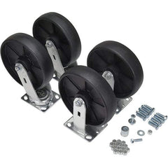 Vestil - 8" Diam x 2" Wide, Glass Filled Nylon (2) Rigid (2) Swivel Caster - 5,000 Lb Capacity, Top Plate Mount, 4" x 4-1/2" Plate - Americas Industrial Supply
