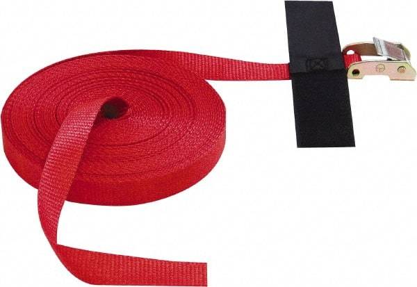 Snap-Loc - 16' Long x 2" Wide, 1,500 Lb Basket Capacity, Polyester & Steel Web Sling - 2" Diam Chain, Red, with Cambuckle Tie Down - Americas Industrial Supply