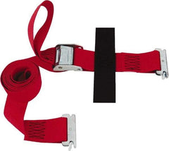 Snap-Loc - 8' Long x 2" Wide, 3,000 Lb Basket Capacity, Polyester & Steel Web Sling - 2" Diam Chain, Red, with Cambuckle Tie Down - Americas Industrial Supply