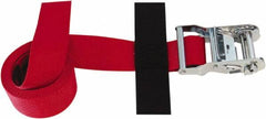 Snap-Loc - 8' Long x 2" Wide, 4,400 Lb Basket Capacity, Polyester & Steel Web Sling - Red, with Ratchet Tie Down - Americas Industrial Supply