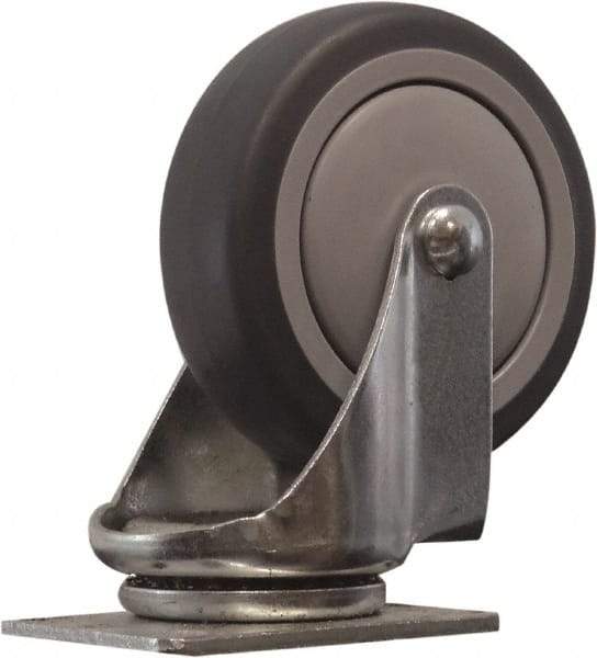 Snap-Loc - 4" Diam x 1" Wide x 5" OAH Top Plate Mount Swivel Caster - Polyurethane, 375 Lb Capacity, Ball Bearing, 1-3/4 X 2-7/8" Plate, Round Stem - Americas Industrial Supply