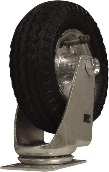 Snap-Loc - 6" Diam x 1-1/4" Wide x 7-1/2" OAH Top Plate Mount Swivel Caster - Rubber, 375 Lb Capacity, Ball Bearing, 1-3/4 X 2-7/8" Plate, Round Stem - Americas Industrial Supply