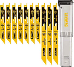 DeWALT - 10 Pieces, 6" to 9" Long x 0.04" Thickness, Bi-Metal Reciprocating Saw Blade Set - Straight Profile, 10-14 to 18 Teeth, Toothed Edge - Americas Industrial Supply