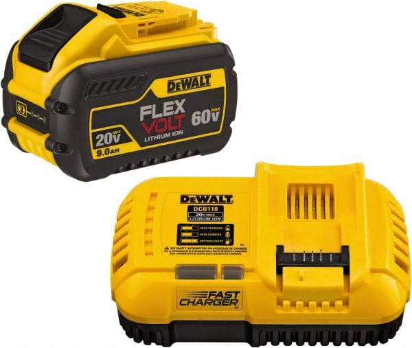 DeWALT - 60 Volt Lithium-Ion Power Tool Battery - 9 Ahr Capacity, 1 hr Charge Time, Series 20/60 FLEXVOLT - Americas Industrial Supply