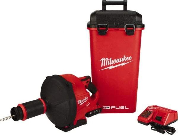 Milwaukee Tool - 18V Battery Battery Drain Cleaning Machine - For 3" Pipe, 35' Cable, 500 Max RPM - Americas Industrial Supply