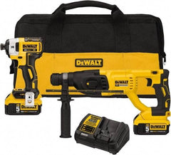 DeWALT - 20 Volt Cordless Tool Combination Kit - Includes 1/4" Brushless Impact Driver & SDS Plus Brushless Rotary Hammer, Lithium-Ion Battery Included - Americas Industrial Supply