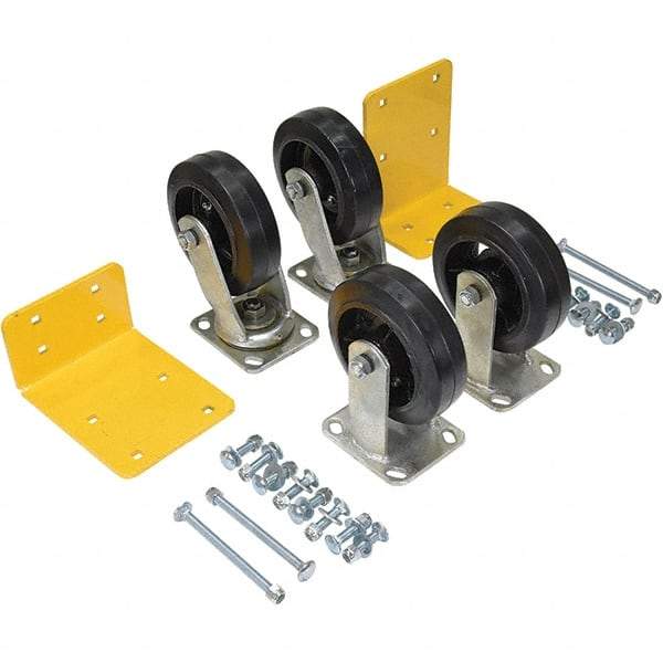 Vestil - 6" Diam x 2" Wide, Mold on Rubber (2) Rigid (2) Swivel Caster - 2,400 Lb Capacity, Top Plate Mount, 4" x 4-1/2" Plate - Americas Industrial Supply