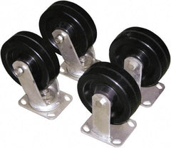 Vestil - 6" Diam x 2" Wide, Glass Filled Nylon (2) Rigid (2) Swivel Caster - 4,800 Lb Capacity, Top Plate Mount, 4" x 4-1/2" Plate - Americas Industrial Supply