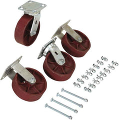 Vestil - 6" Diam x 2" Wide, Semi-Steel (2) Rigid (2) Swivel Caster - 8,000 Lb Capacity, Top Plate Mount, 4" x 4-1/2" Plate - Americas Industrial Supply