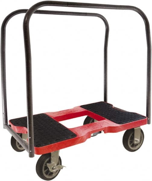 Snap-Loc - 1,500 Lb Capacity Steel Panel Cart - Polyethylene/Polypropylene Plastic Deck, 20-1/2" OAW, 32" Platform Length x 9-1/2" Platform Height, Rubber Casters - Americas Industrial Supply