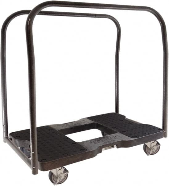 Snap-Loc - 1,500 Lb Capacity Steel Panel Cart - Polyethylene/Polypropylene Plastic Deck, 20-1/2" OAW, 32" Platform Length x 9-1/2" Platform Height, Rubber Casters - Americas Industrial Supply