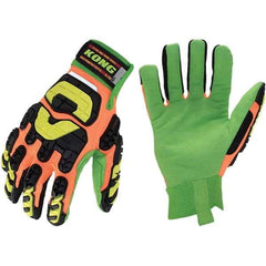 ironCLAD - Size XL (10), ANSI Cut Lvl A3, Puncture Lvl 5, Abrasion Lvl 3, Cut Resistant Gloves - 10" Long, Uncoated, Hook & Loop Cuff, Hi-Vis Orange, Paired - Americas Industrial Supply